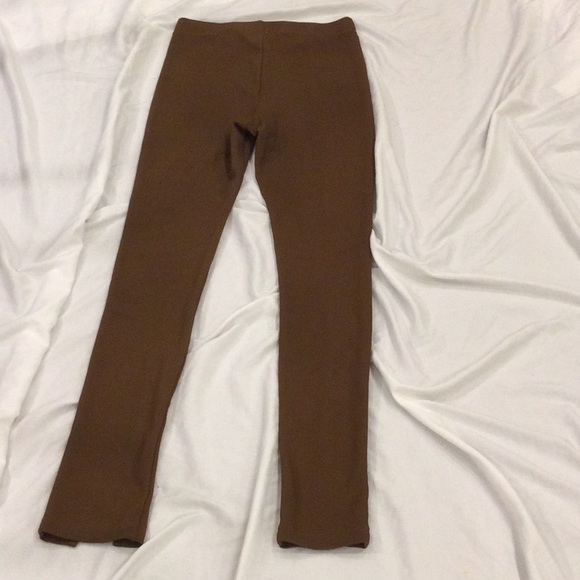 Brown Ribbed Split Hem Stretchy Legging Pants Size Small - Picture 5 of 8